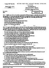 Đề thi chọn học sinh giỏi môn Sinh học 12 - Mã đề 132 - Năm học 2016-2013 - Trường THPT Văn Hiến